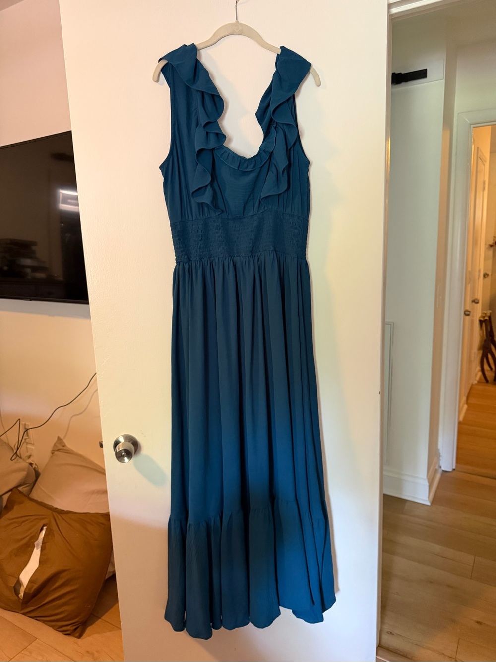Teal Ruffle Maxi Dress - Joyfolie